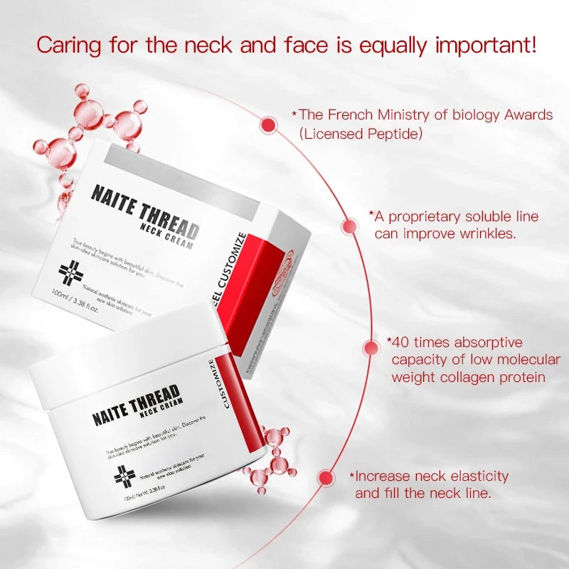 Korean Cosmetics 100ml Naite Thread Neck Cream 5% Adenosine Solution Hydrolyzed Collagen Peptides Facial Neck Falten Skin Cream